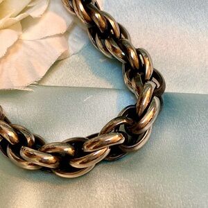 Black Silver 2 Tone Unisex Bracelet  8”  Thick  Hip Hop New